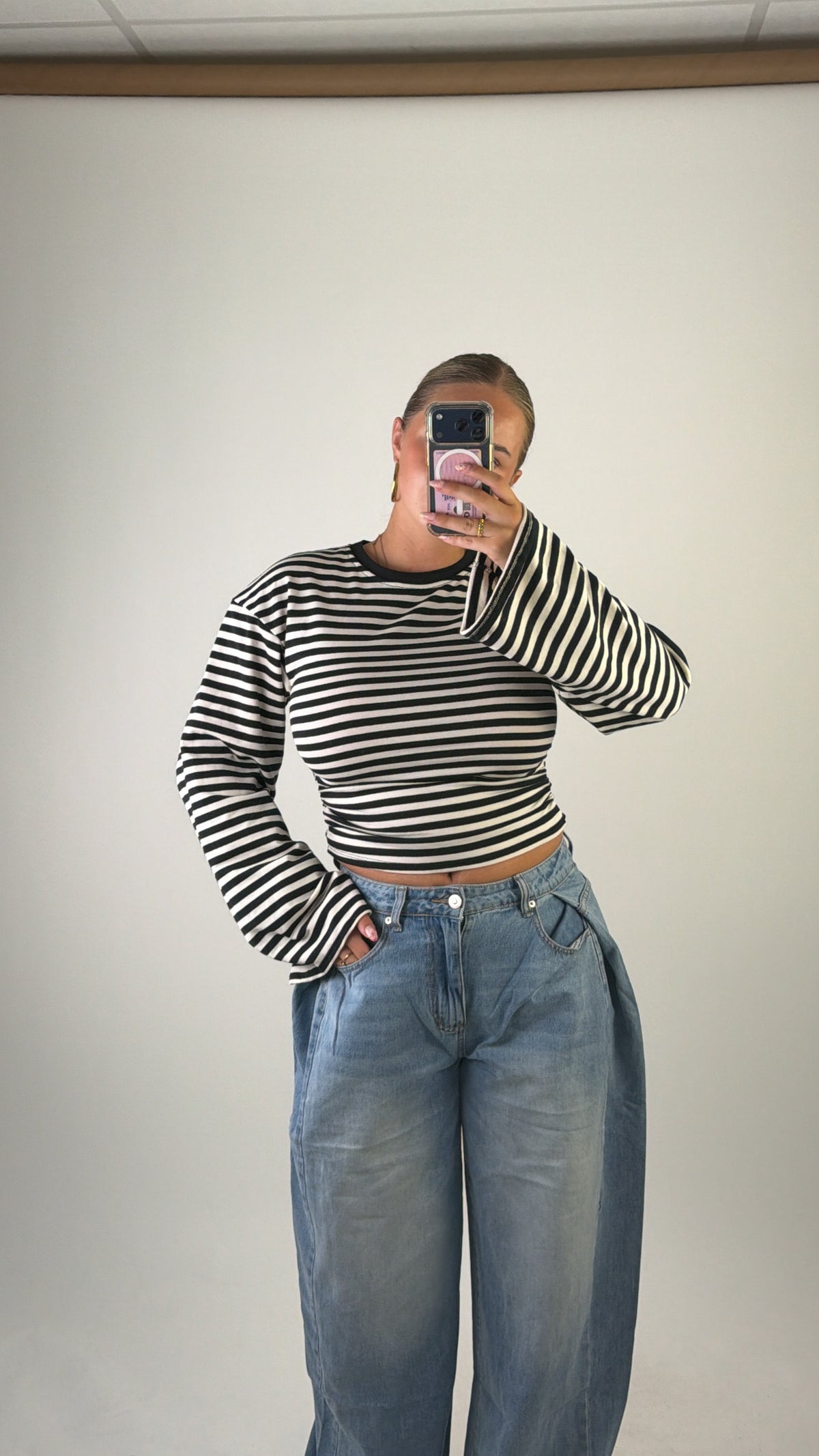 Elaine Striped Top Black/White