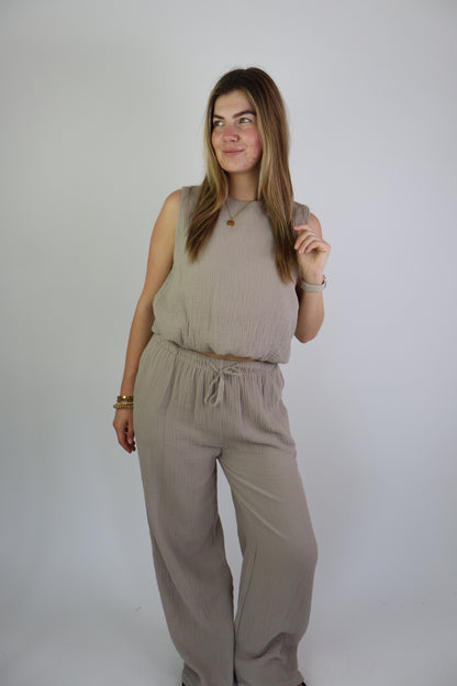 Isabel Katoenen Set Taupe
