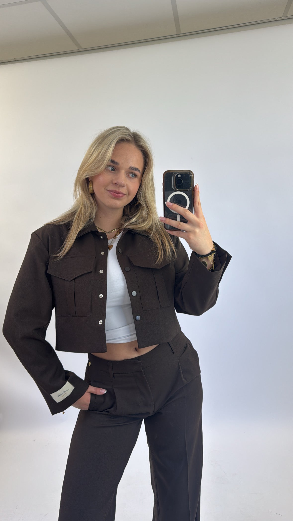 Ambika Studio Cropped Jacket Brown