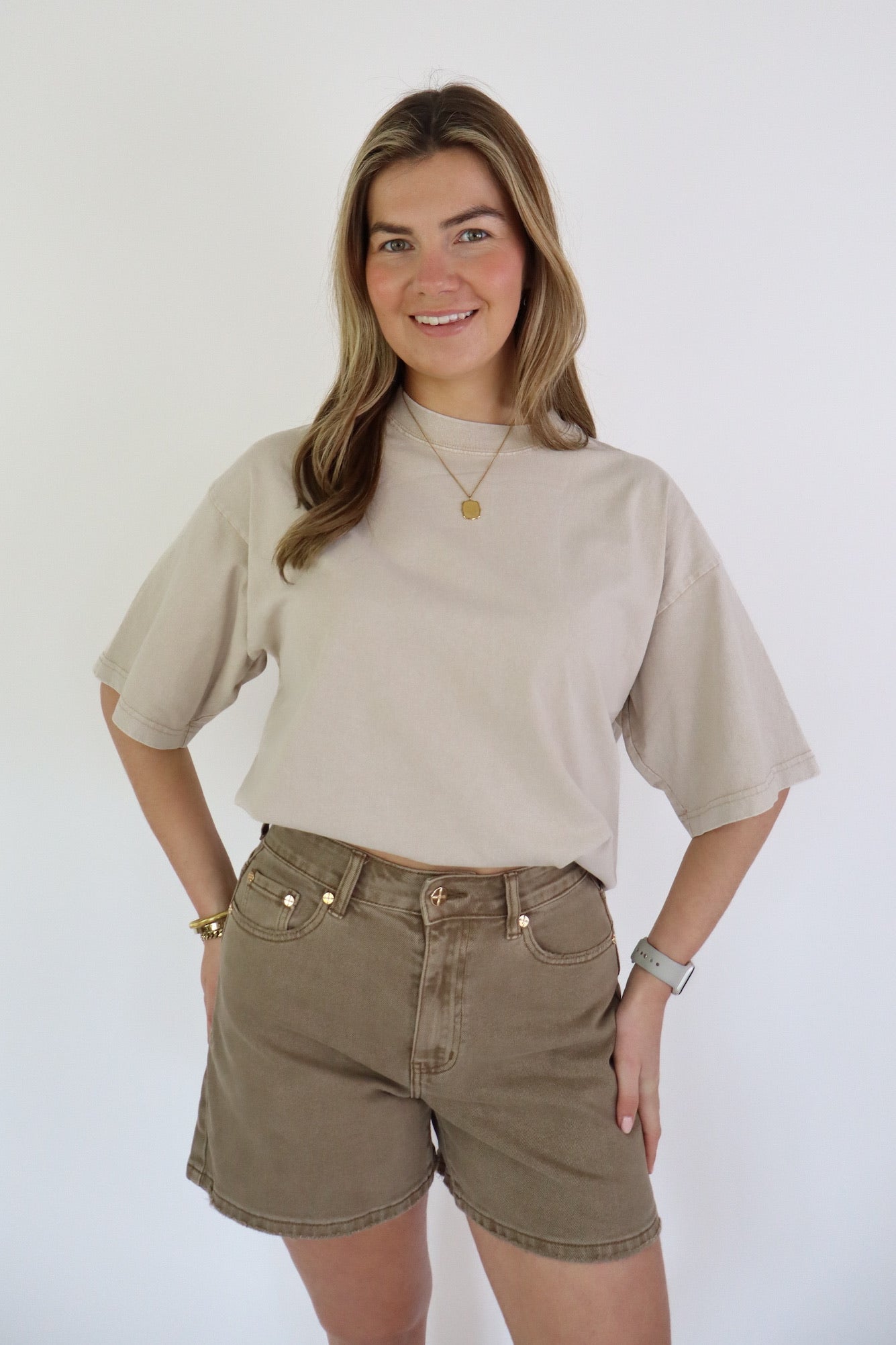 Evi Denim Shorts Taupe W3900-E