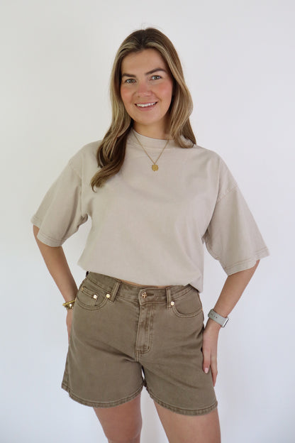 Evi Denim Shorts Taupe W3900-E