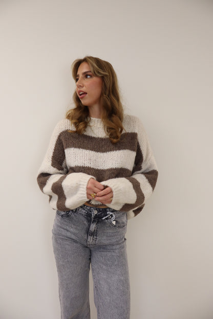 Liva Striped Sweater Brown