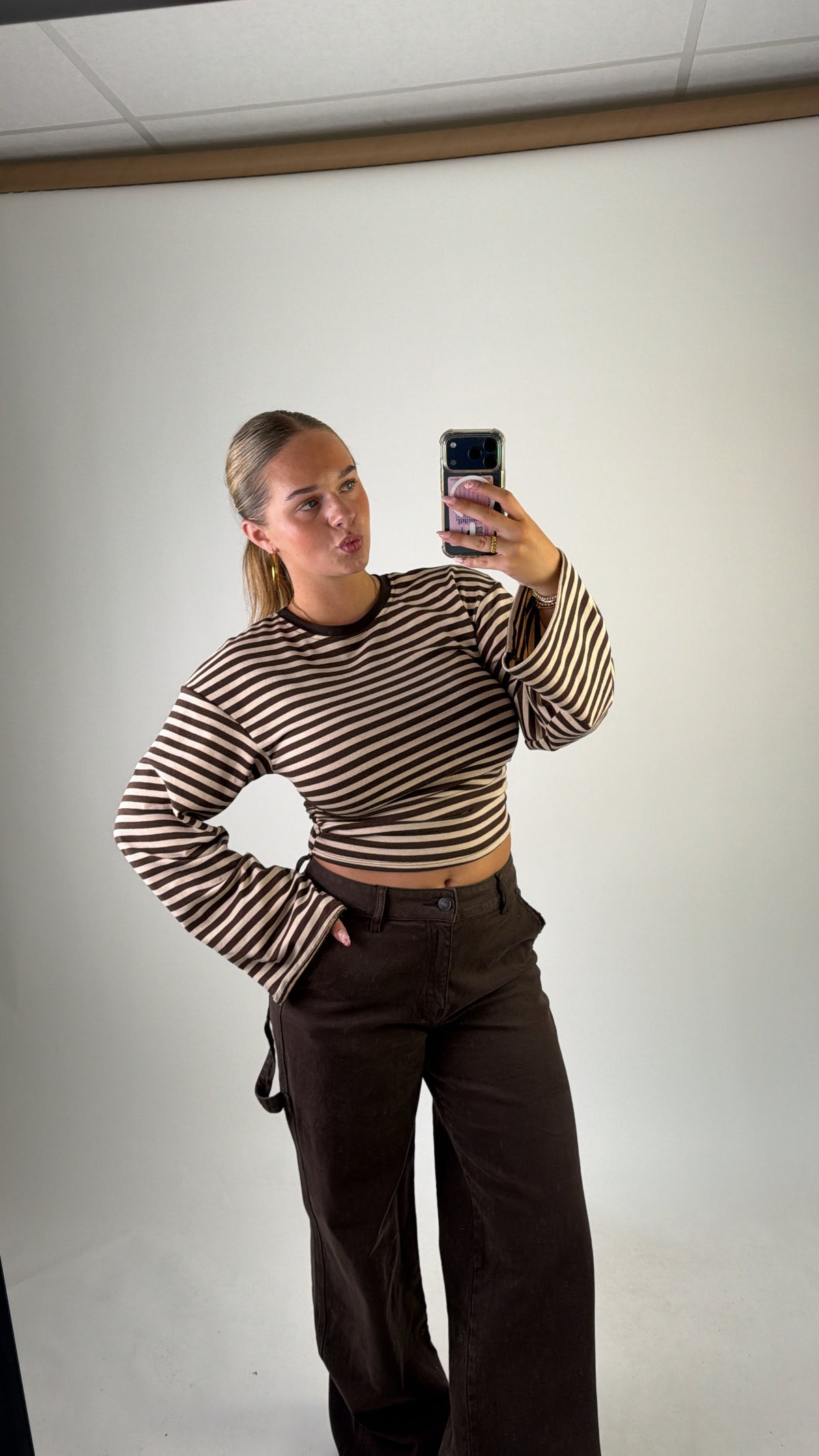 Elaine Striped Top Brown/Beige