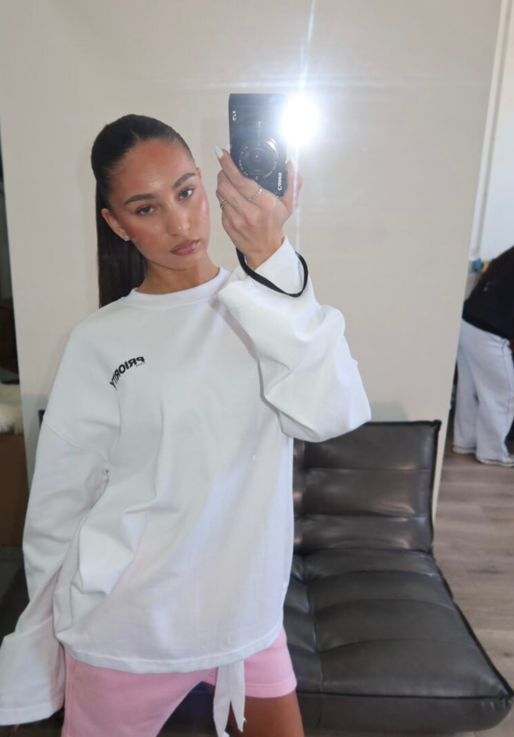 Priority Long Sleeve Wit/Roze