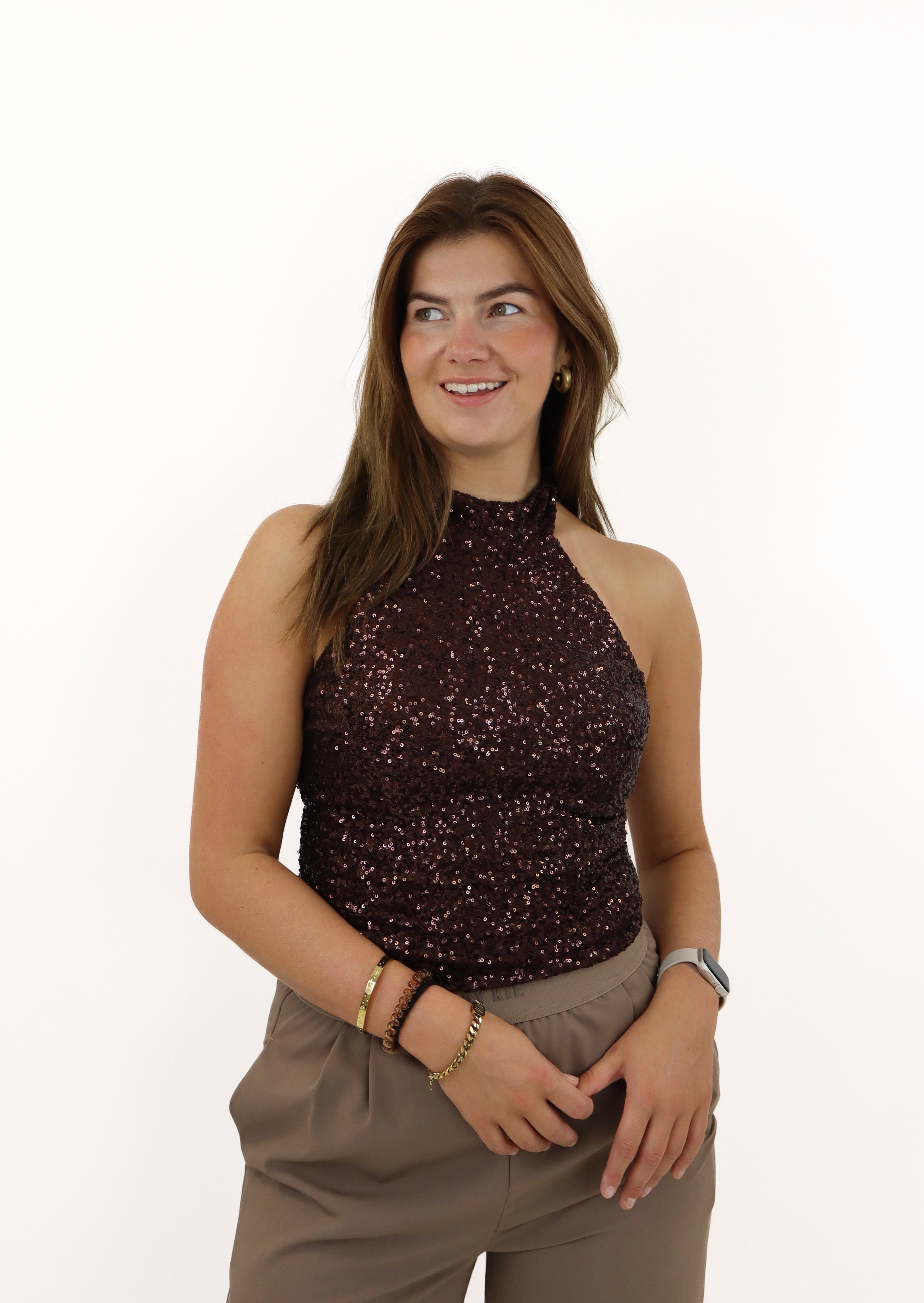 Glitter Halter Top Bruin