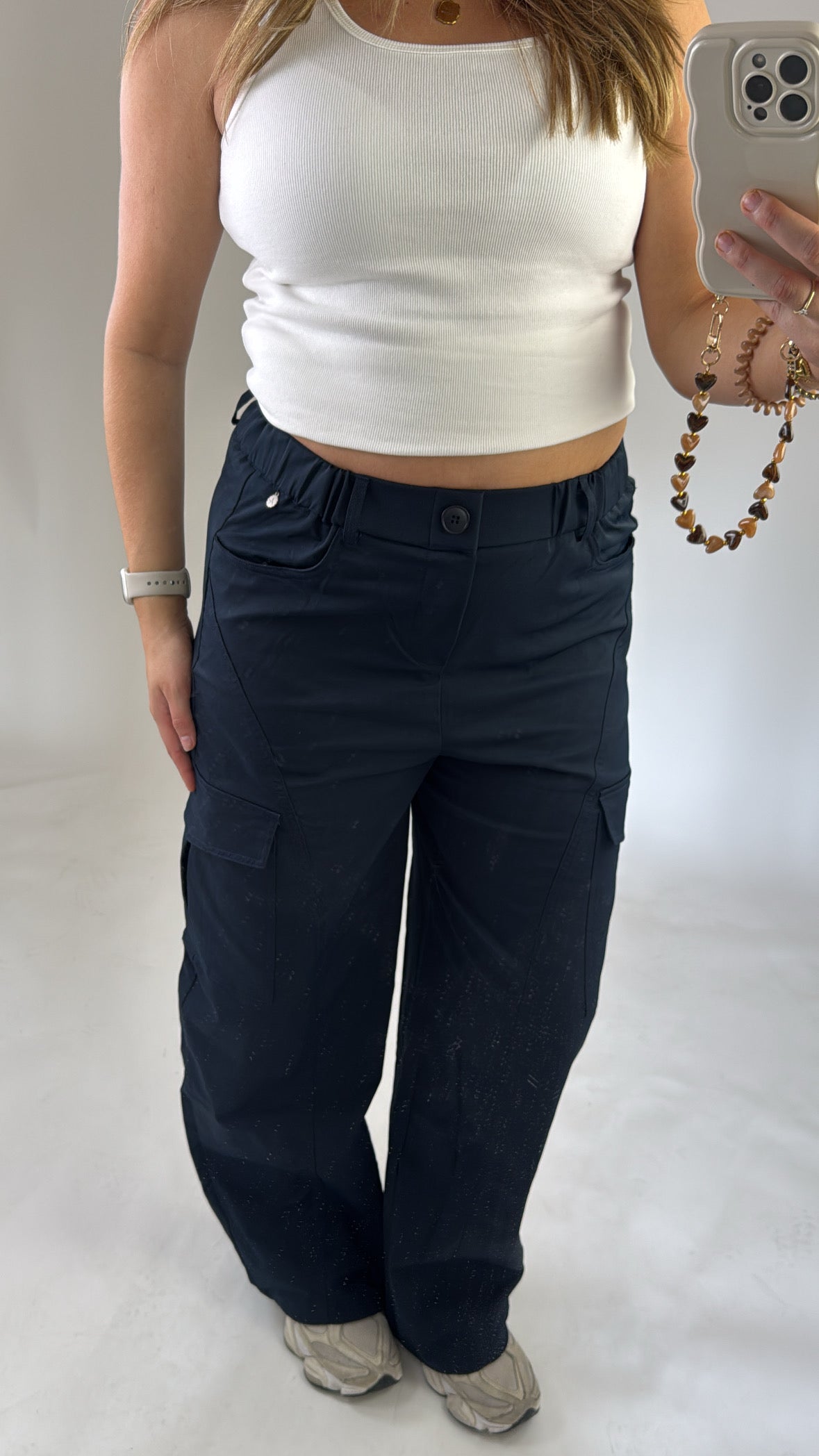 Alyna Cargo Broek Navy Ambika