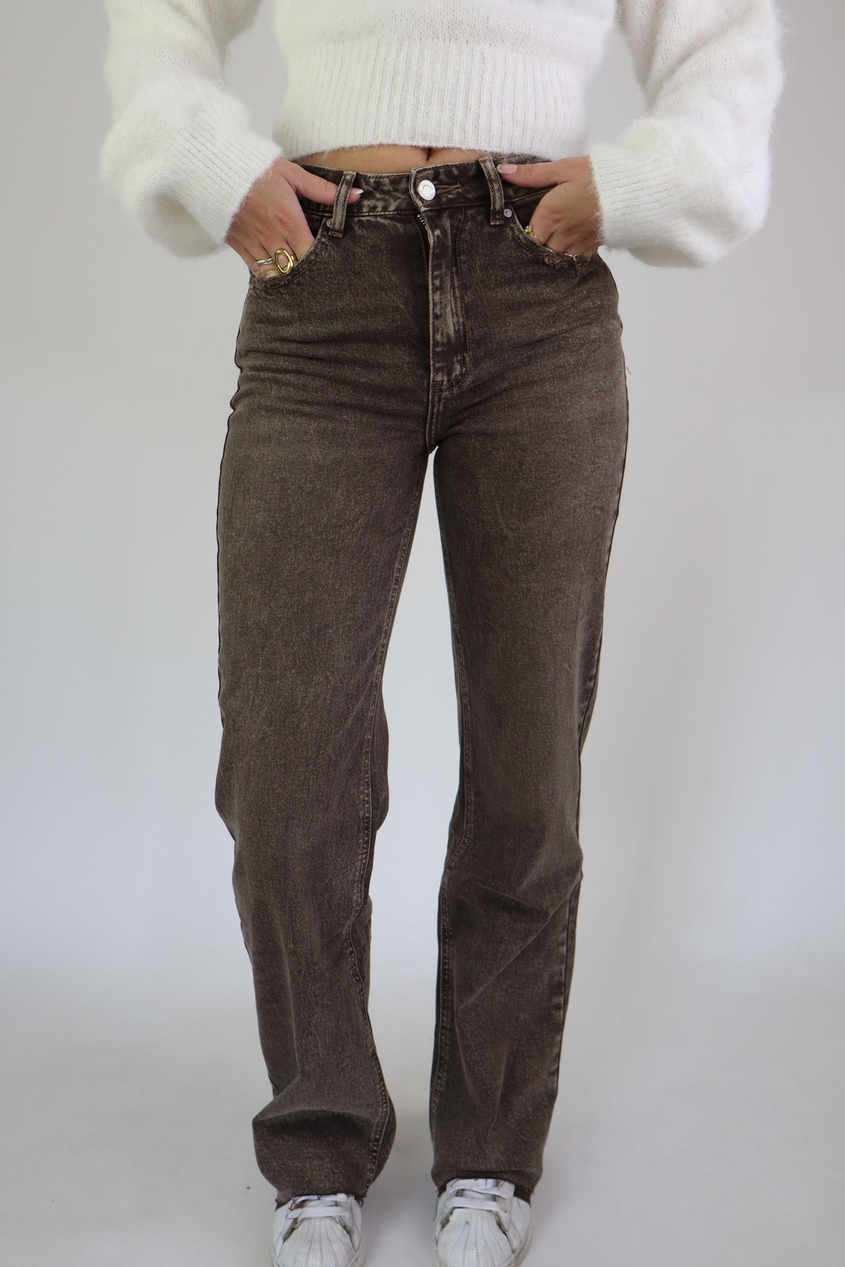 Tall Wide Leg Jeans Taupe W3636-24