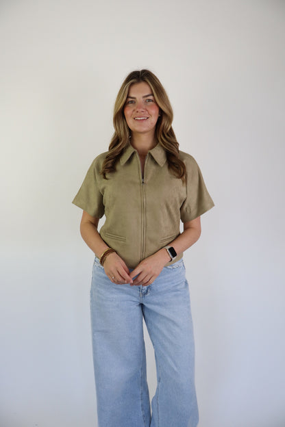 Noortje Suede Top Taupe