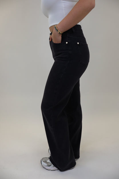 Suzan Wide Leg Jeans | Zwart W3368