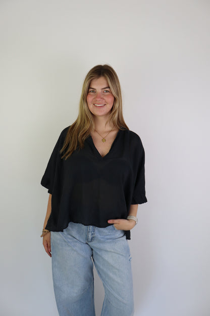 Basic Katoenen Blouse Black