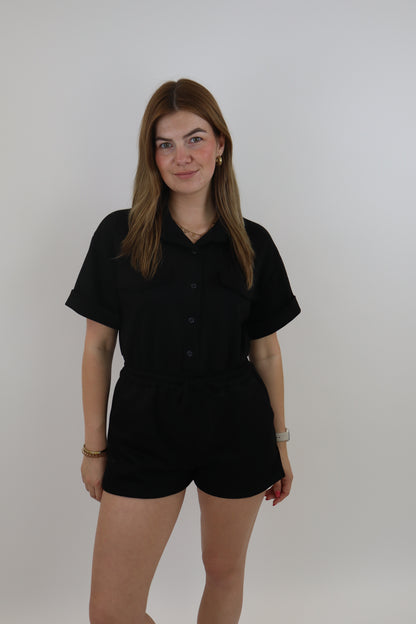 Marie Jogging Playsuit Zwart