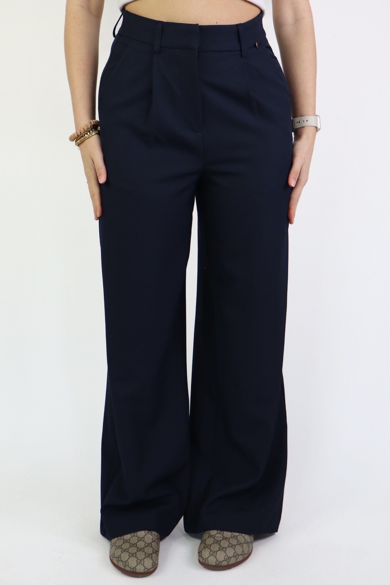 Bowie Wide Leg Pantalon Navy
