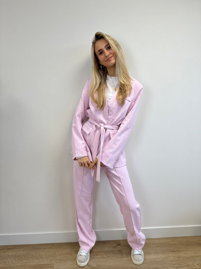 Layla Belted Blazer Baby Pink