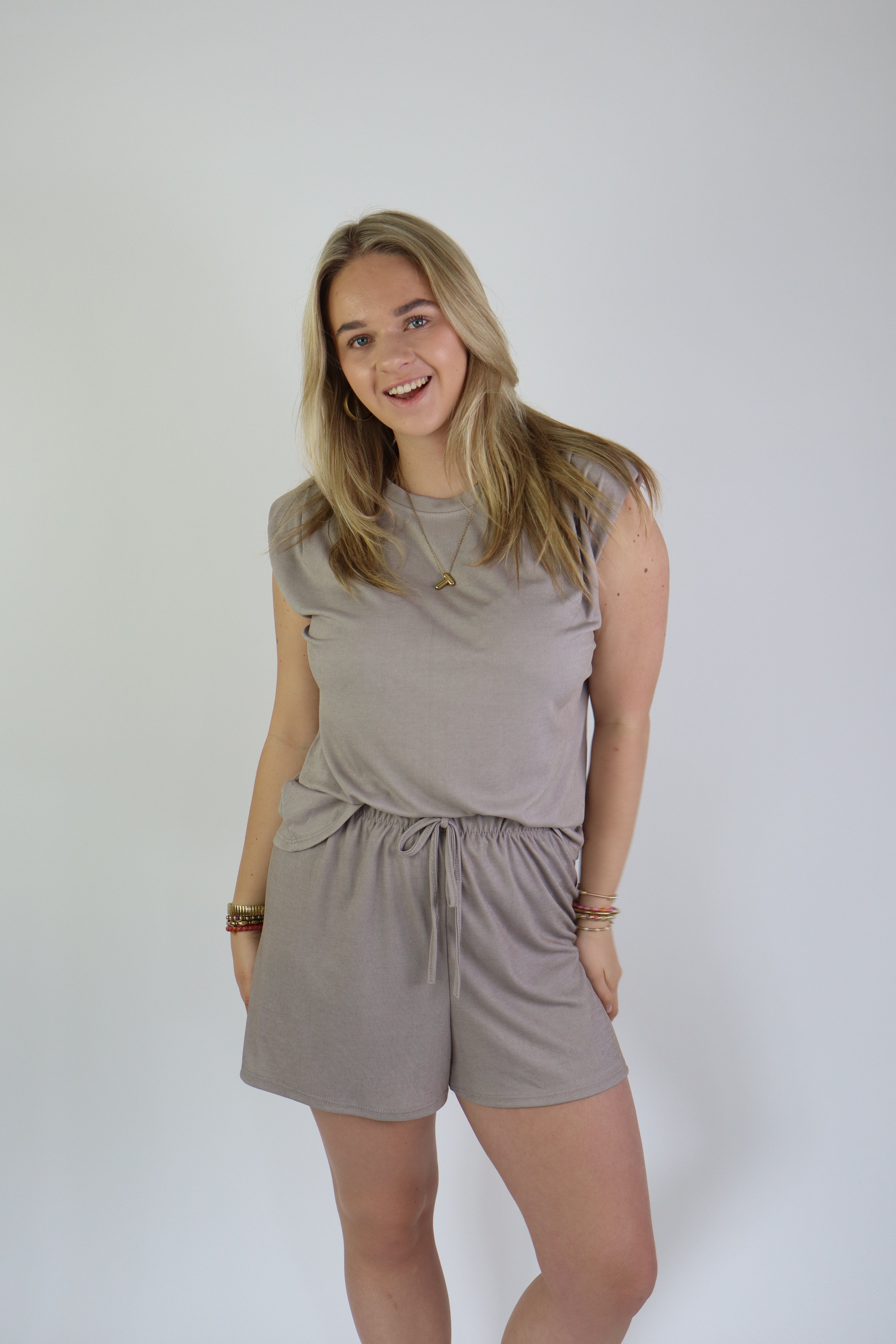 Noëlle Two Piece Set Short Taupe