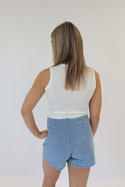 Kris Denim Skort Light Blue
