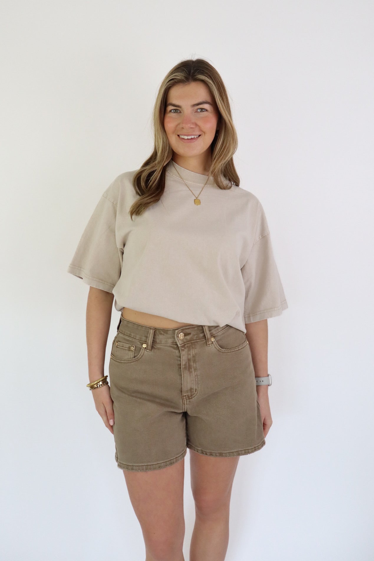 Evi Denim Shorts Taupe W3900-E