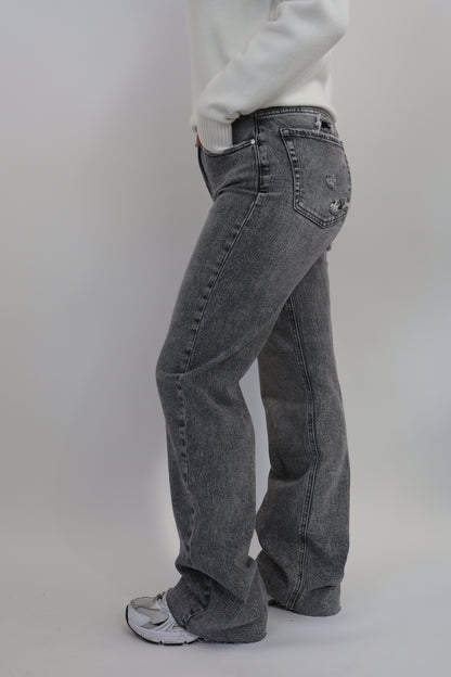 Destroyed Tall Wide Leg Jeans Grey - BK3863