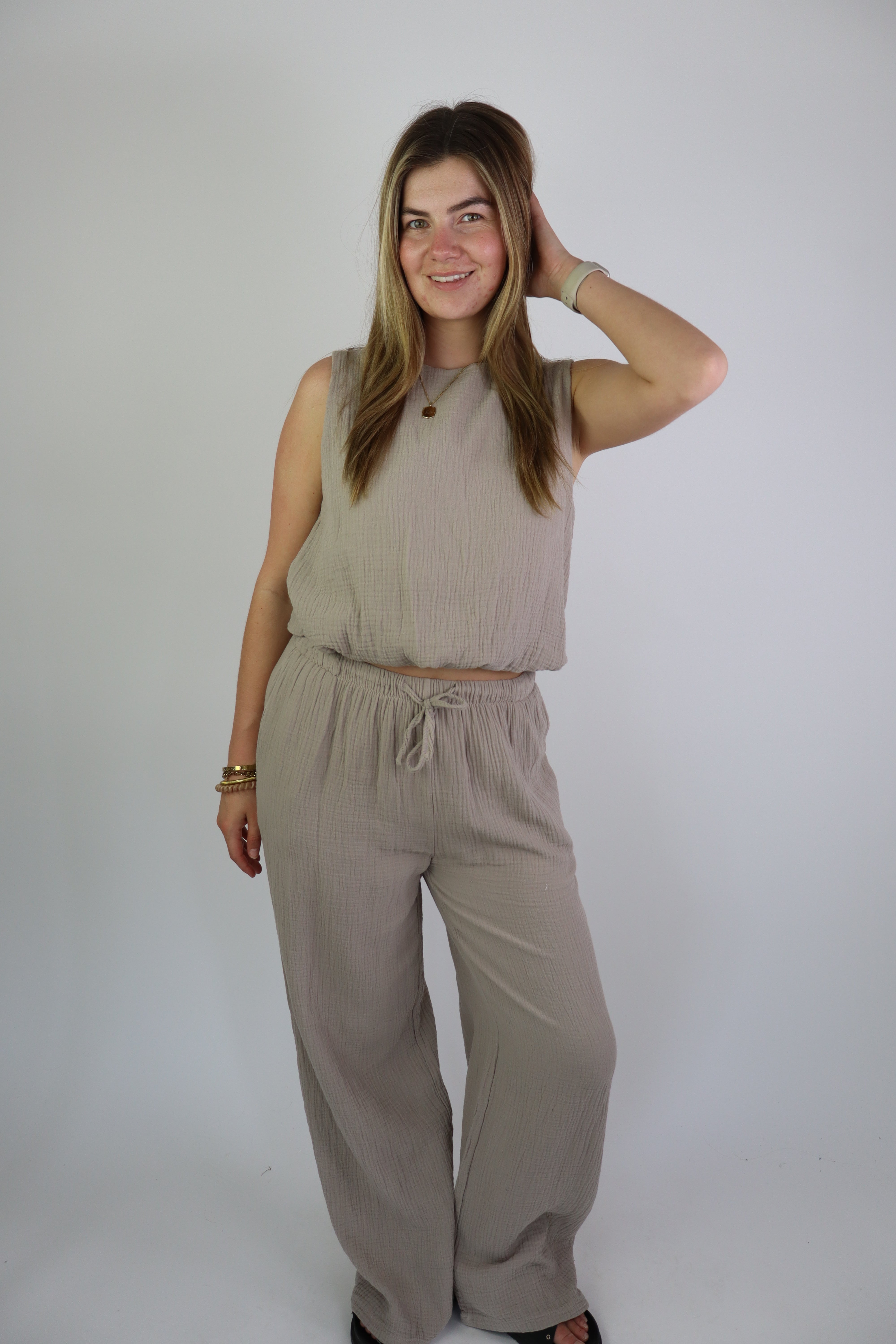 Isabel Katoenen Set Taupe