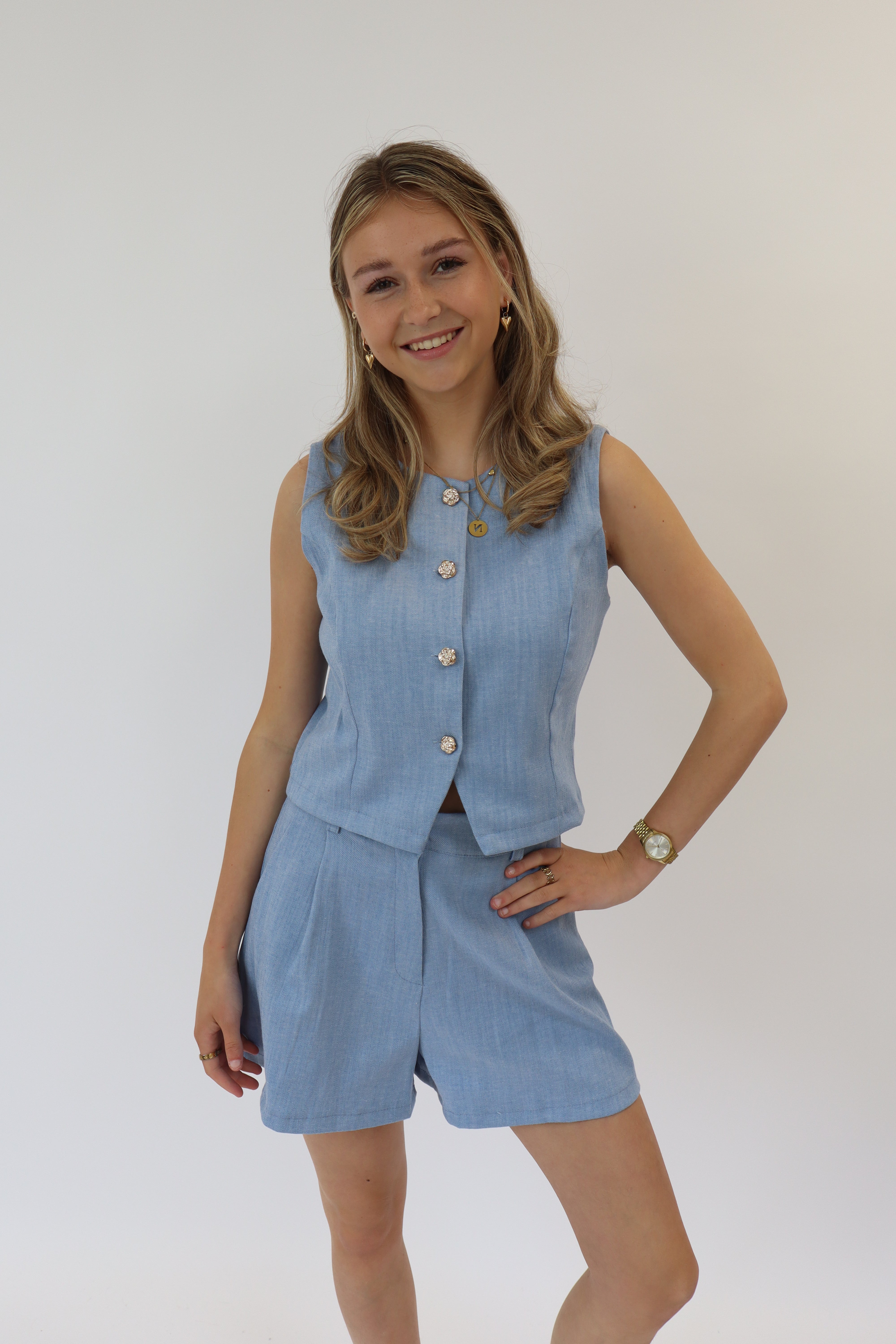 Bo Denim Gilet Light Blue