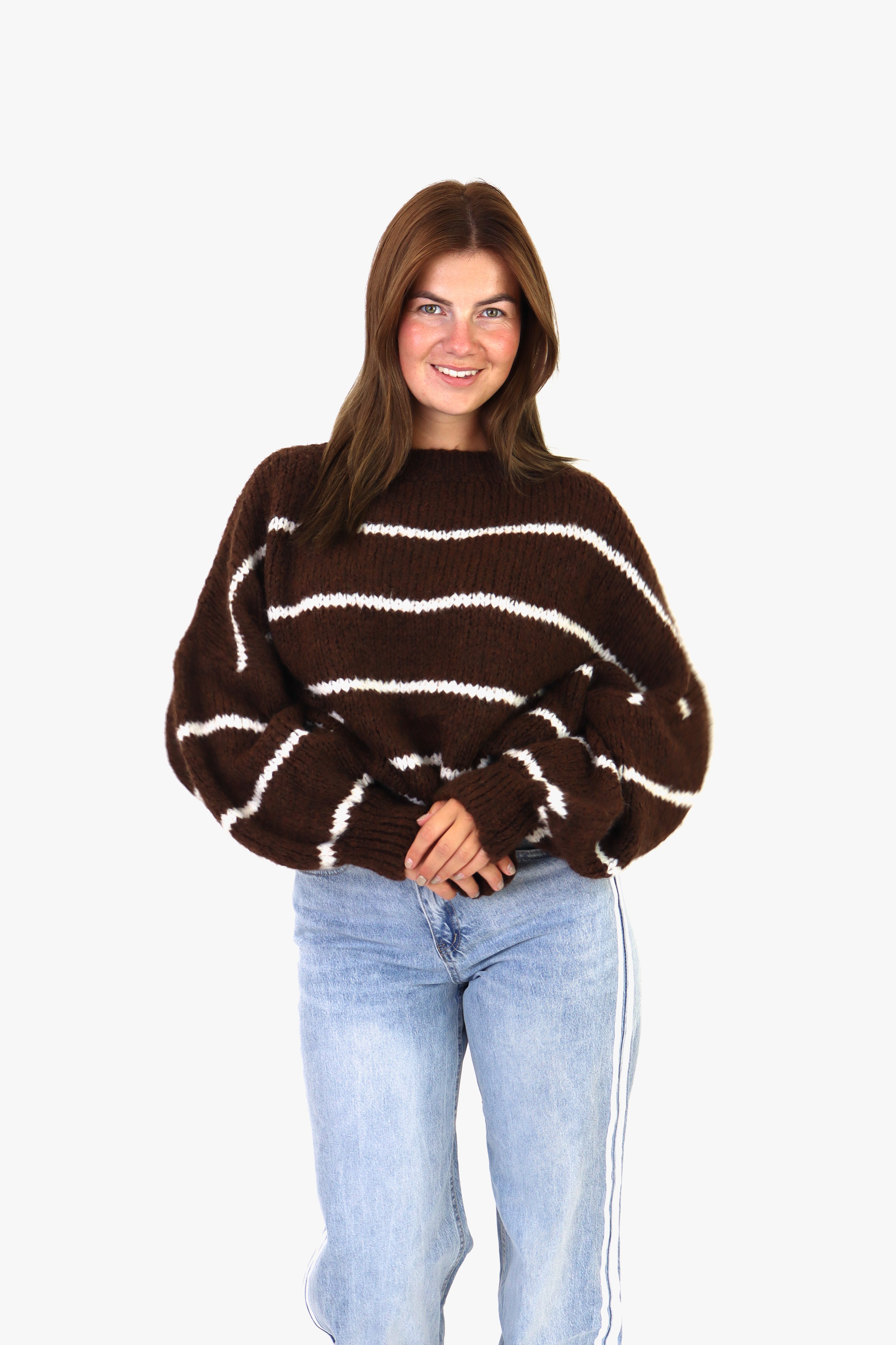 Ella Striped Sweater Brown