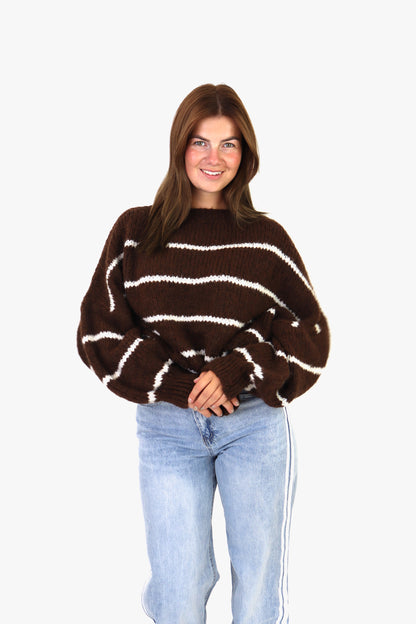 Ella Striped Sweater Brown