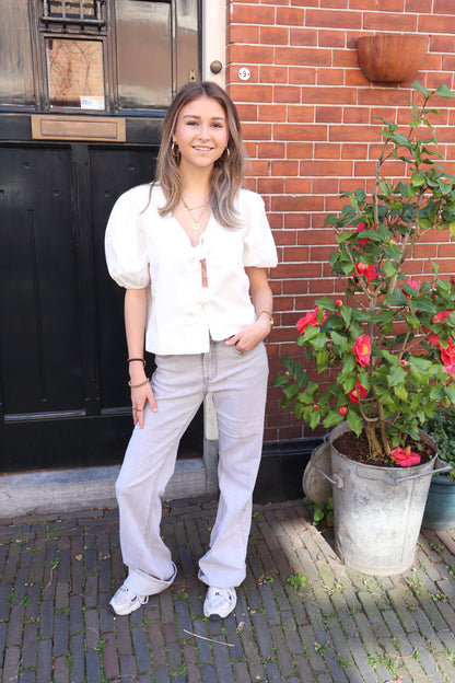 Denim Bow Top White