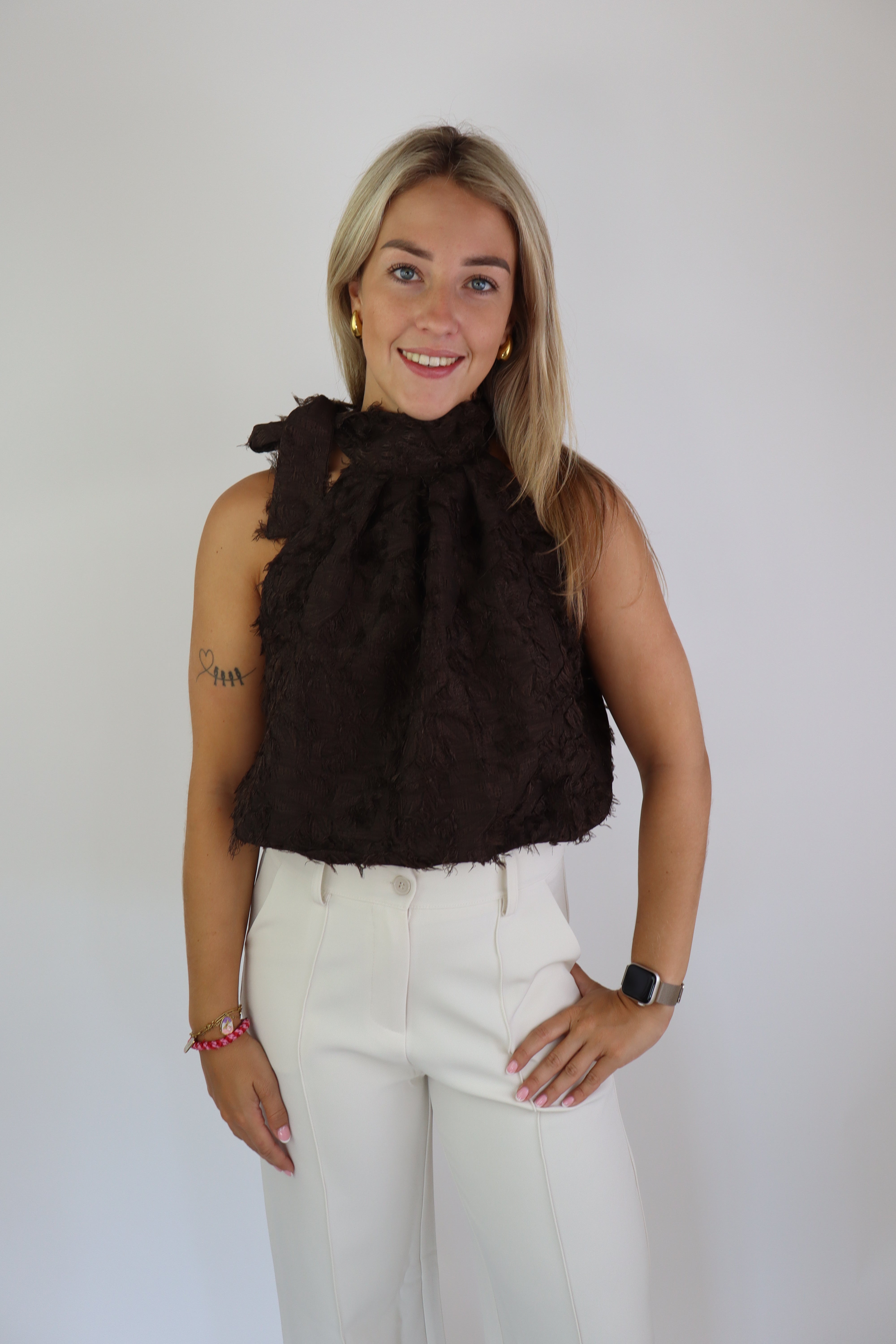 Dani Feather Top Brown