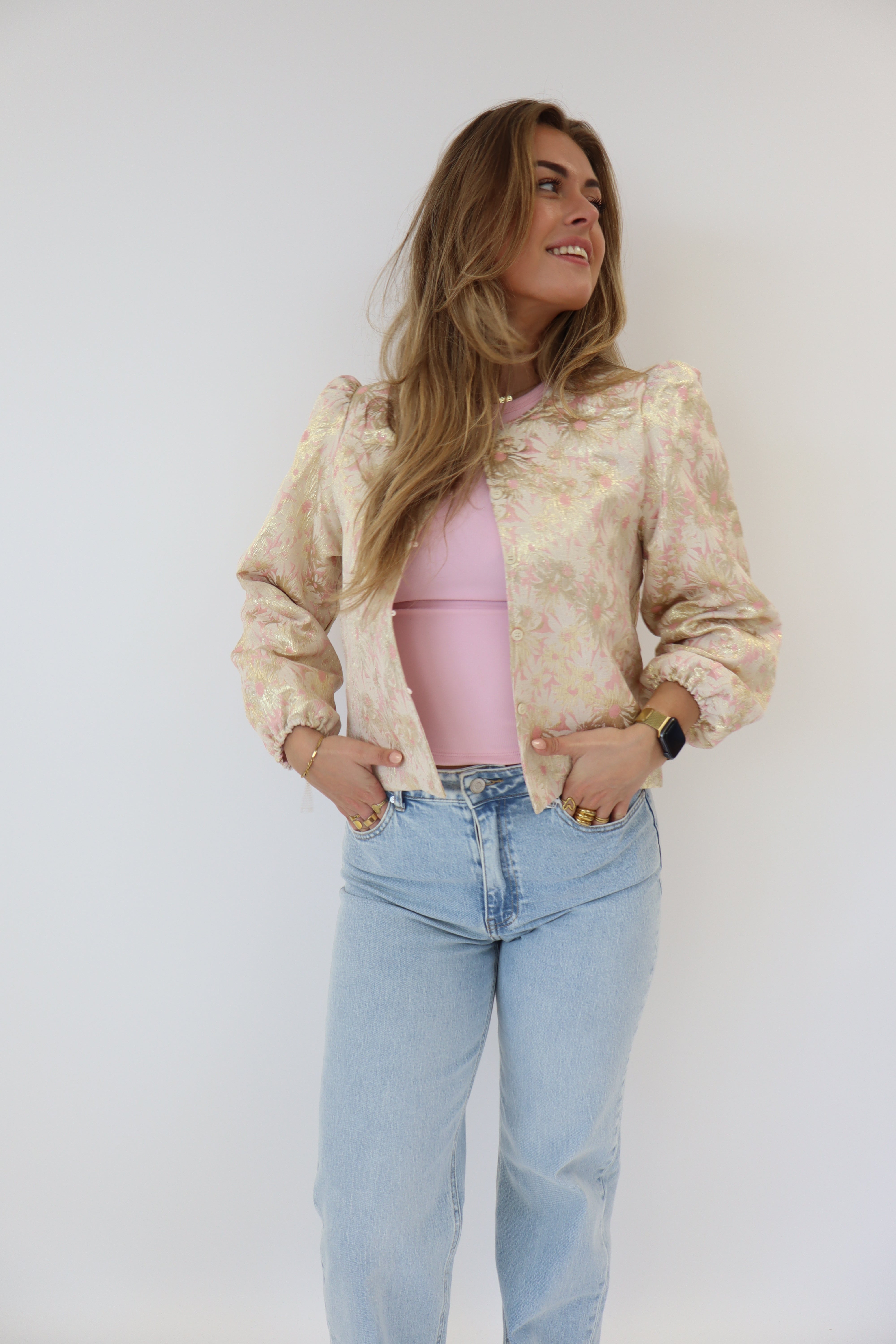 Dana Flower Top Beige