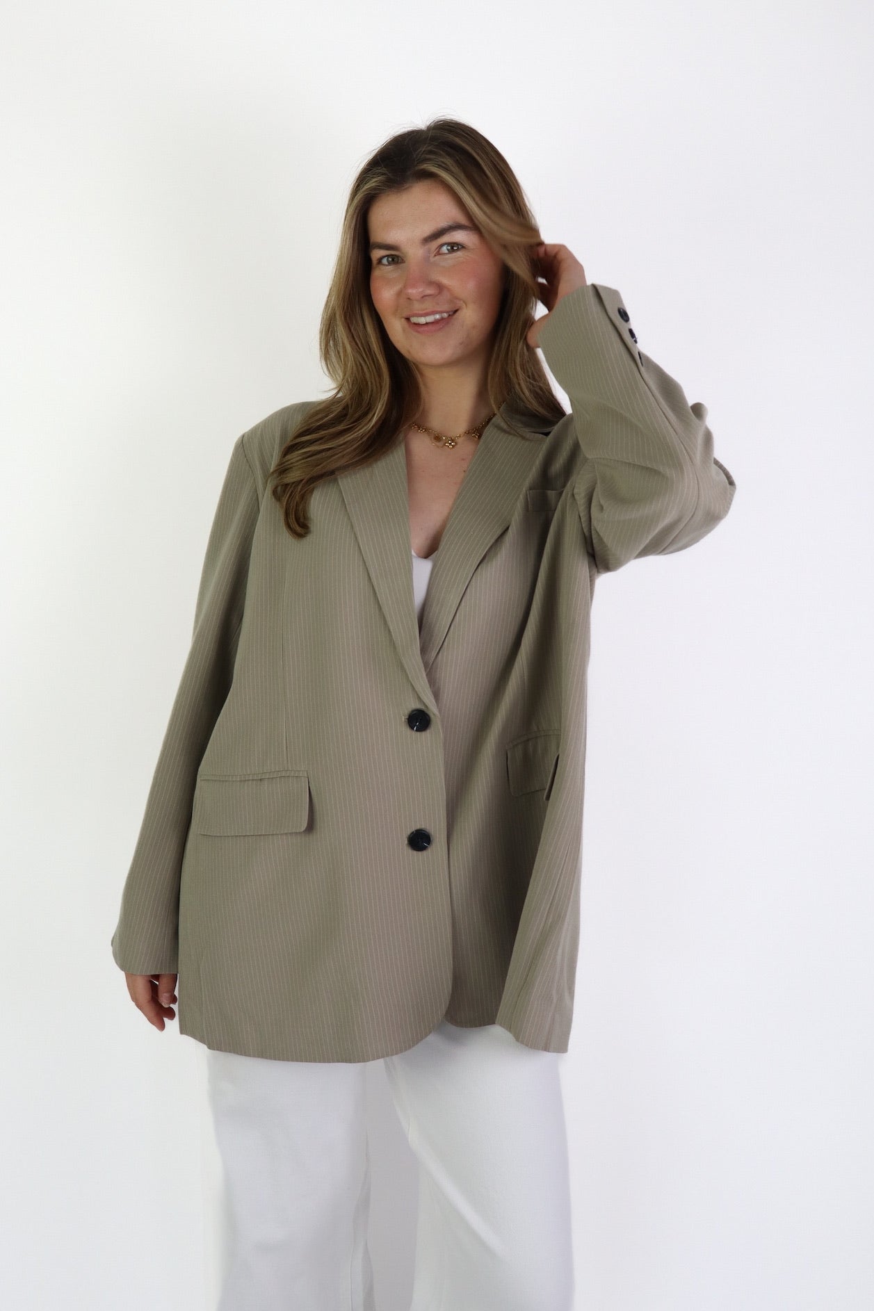Striped Blazer Beige