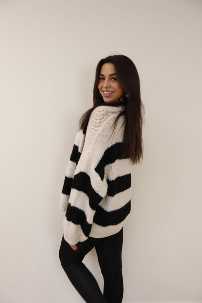 Liva Striped Sweater Black