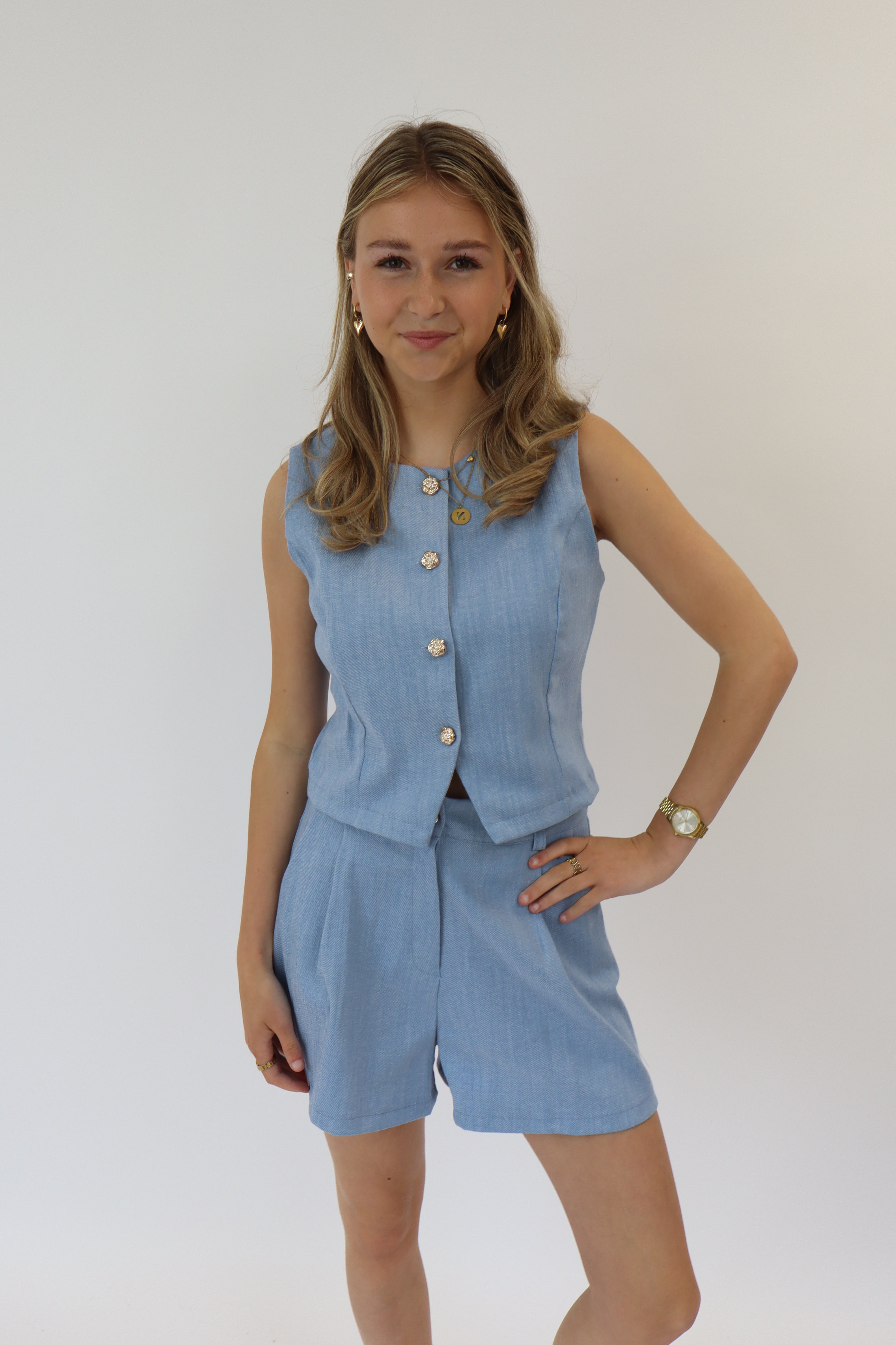 Bo Denim Gilet Light Blue