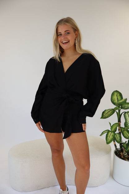 Dyanne Wrap Playsuit Black