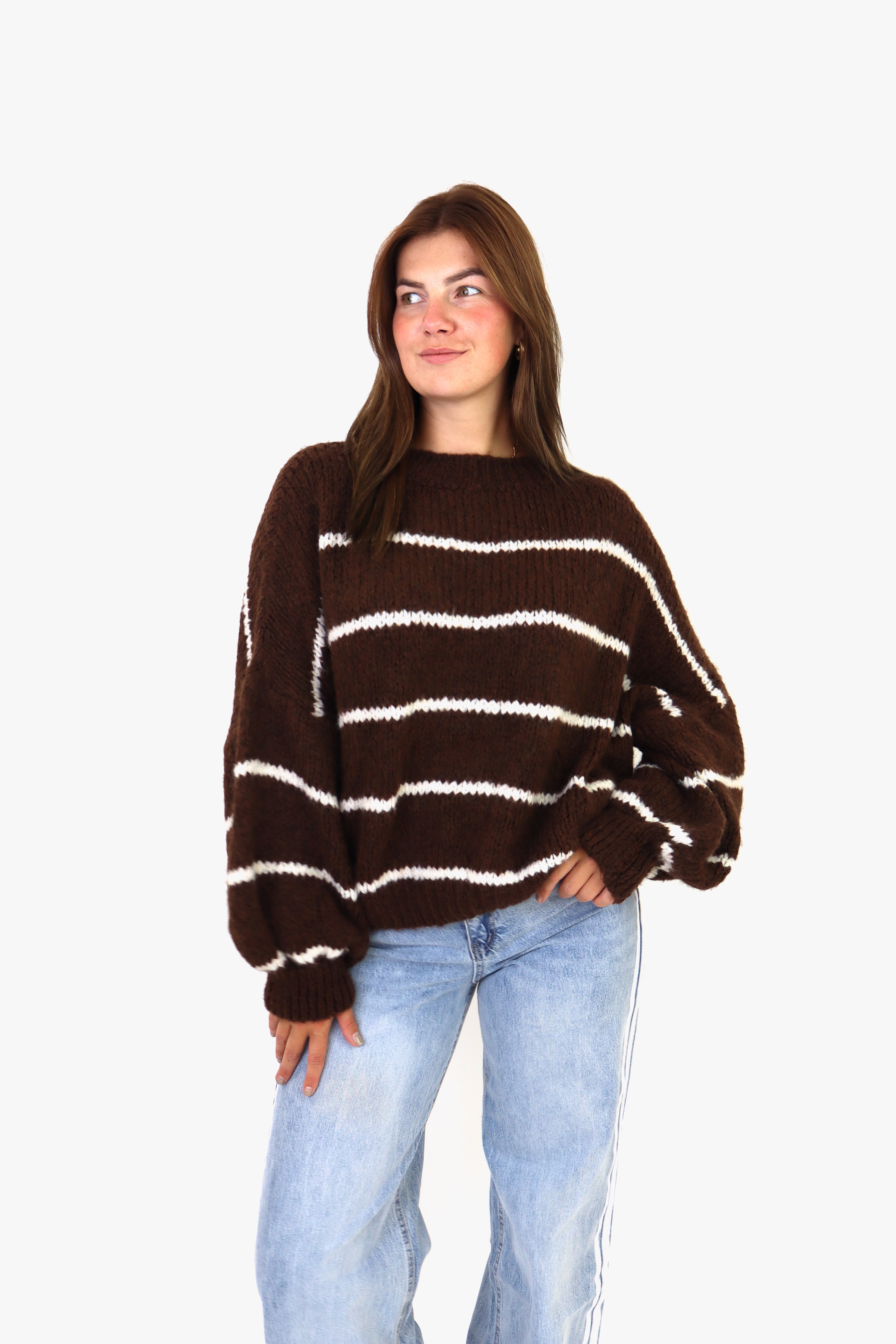 Ella Striped Sweater Brown