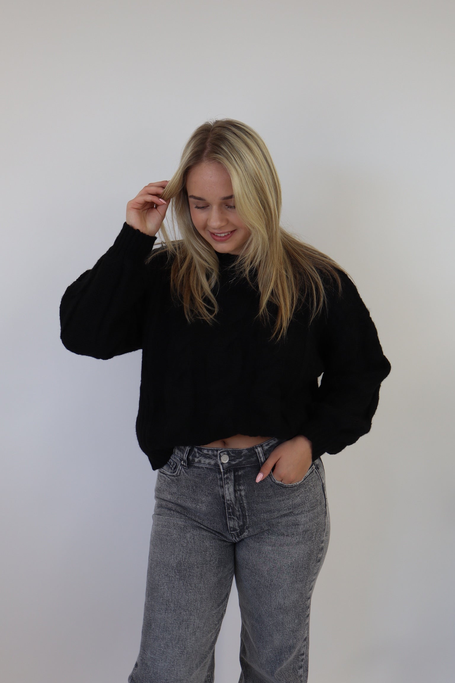 Ayanna Cable Sweater - Black