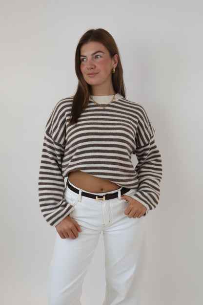 Myrthe Striped Sweater | Taupe