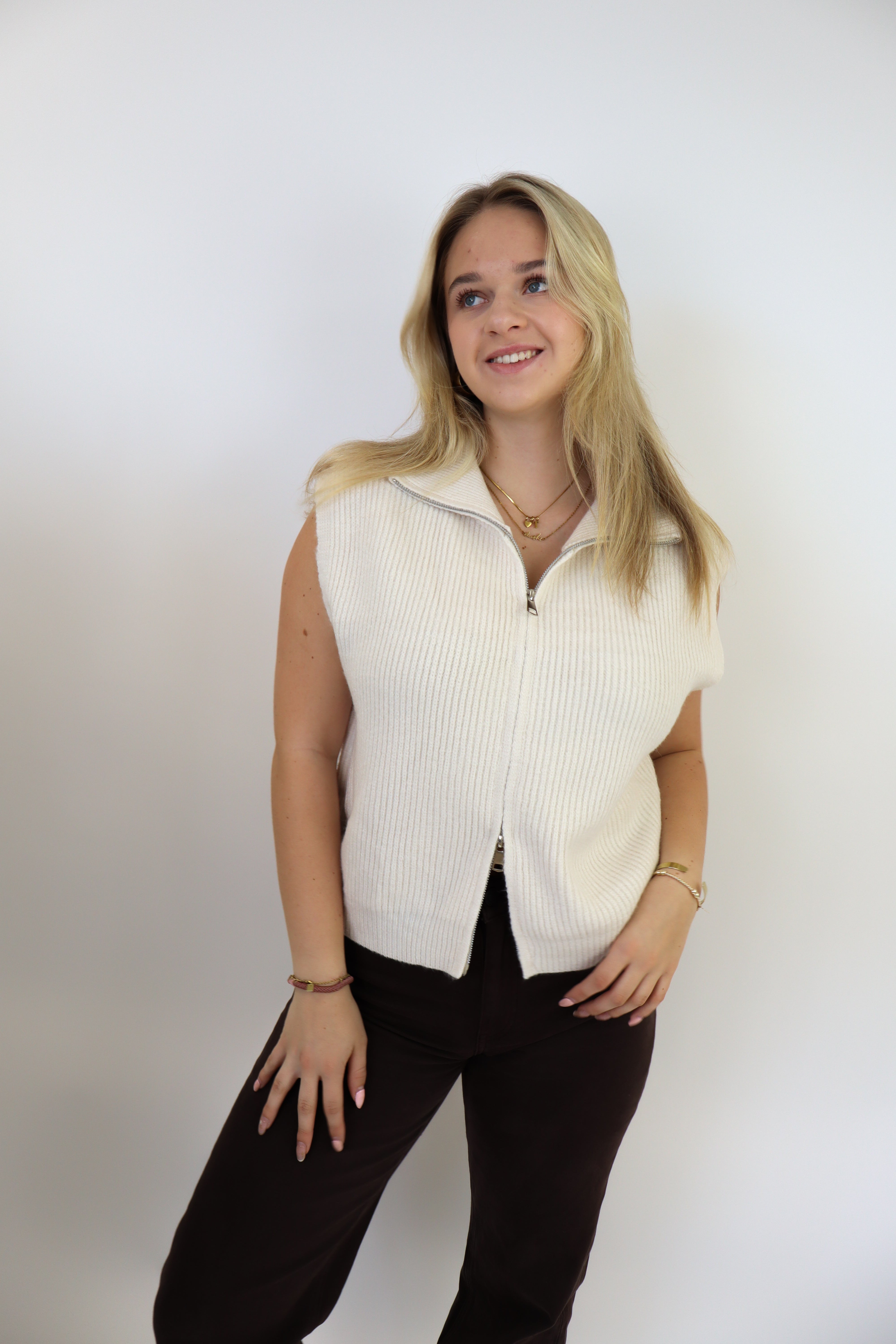 Alexandra Zipped Gilet Off White