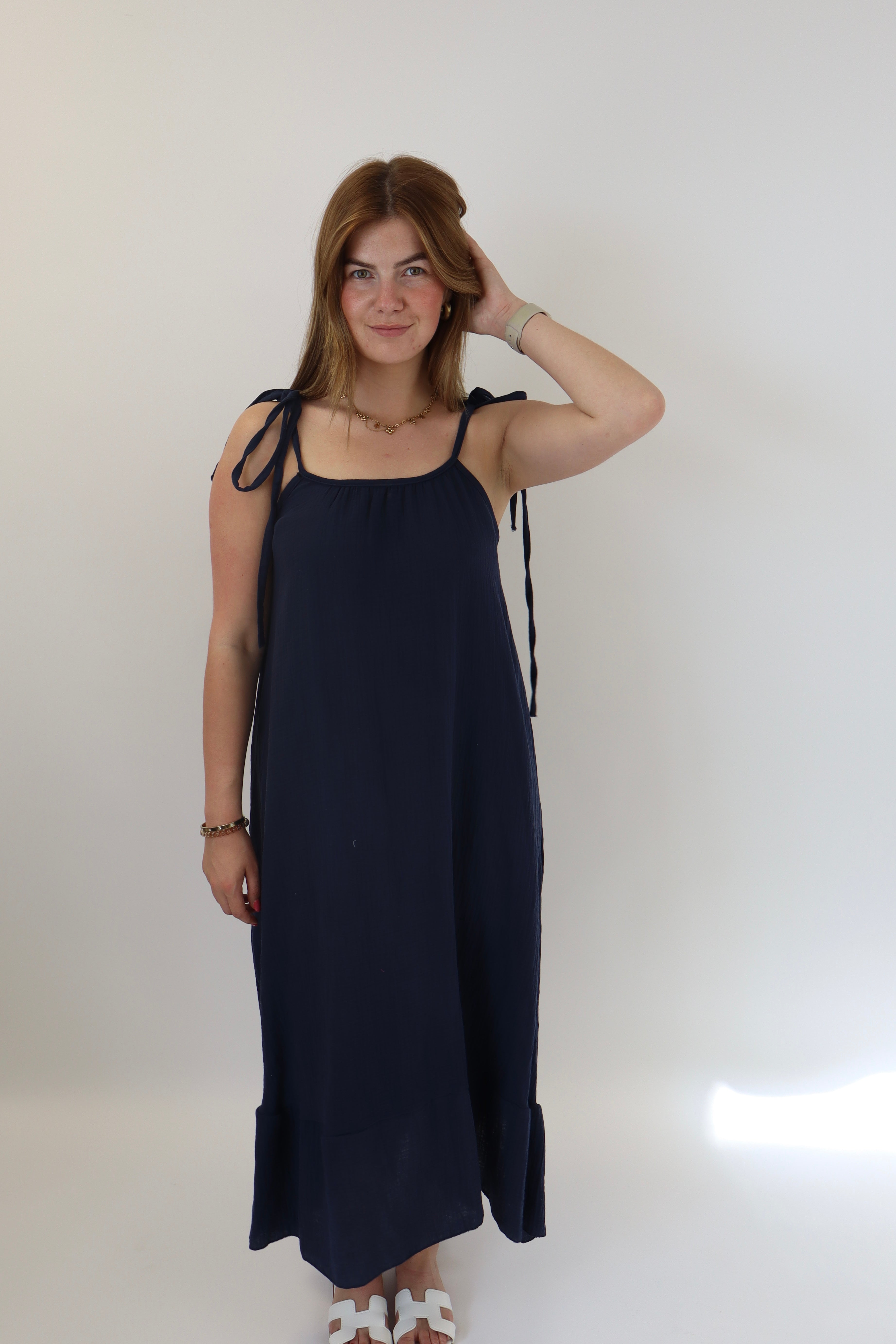Britney Maxi Bow Dress Navy