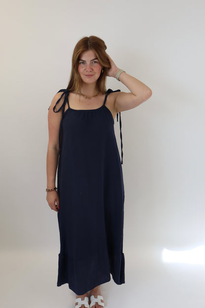 Britney Maxi Bow Dress Navy