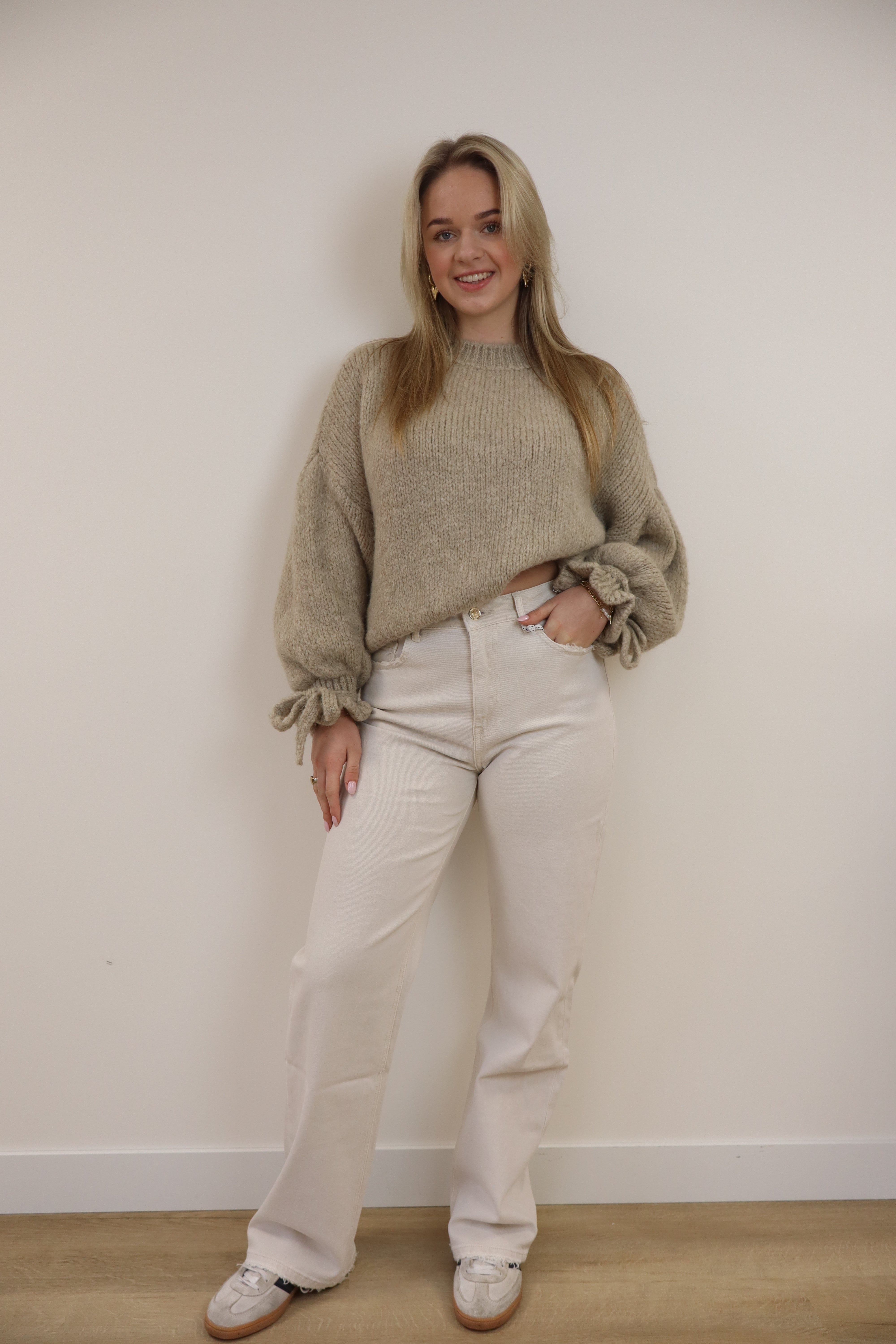 Wide Leg Jeans Beige W3376-K