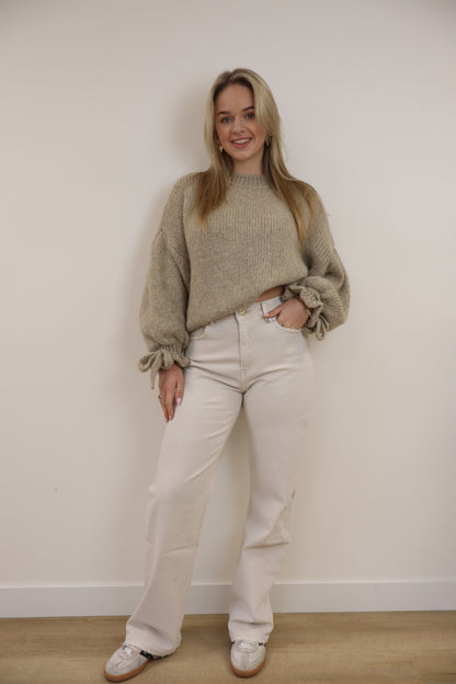 Wide Leg Jeans Beige W3376-K