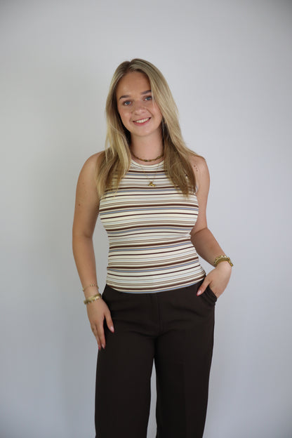 Striped Tank Top Beige