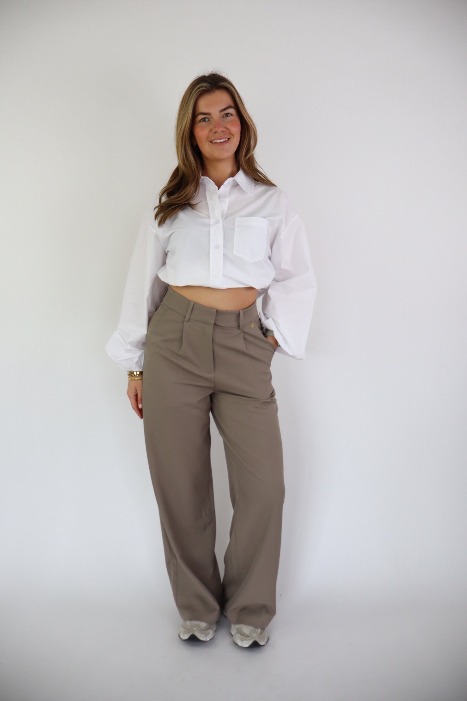 Bowie Wide Leg Pantalon Taupe