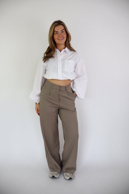 Bowie Wide Leg Pantalon Taupe