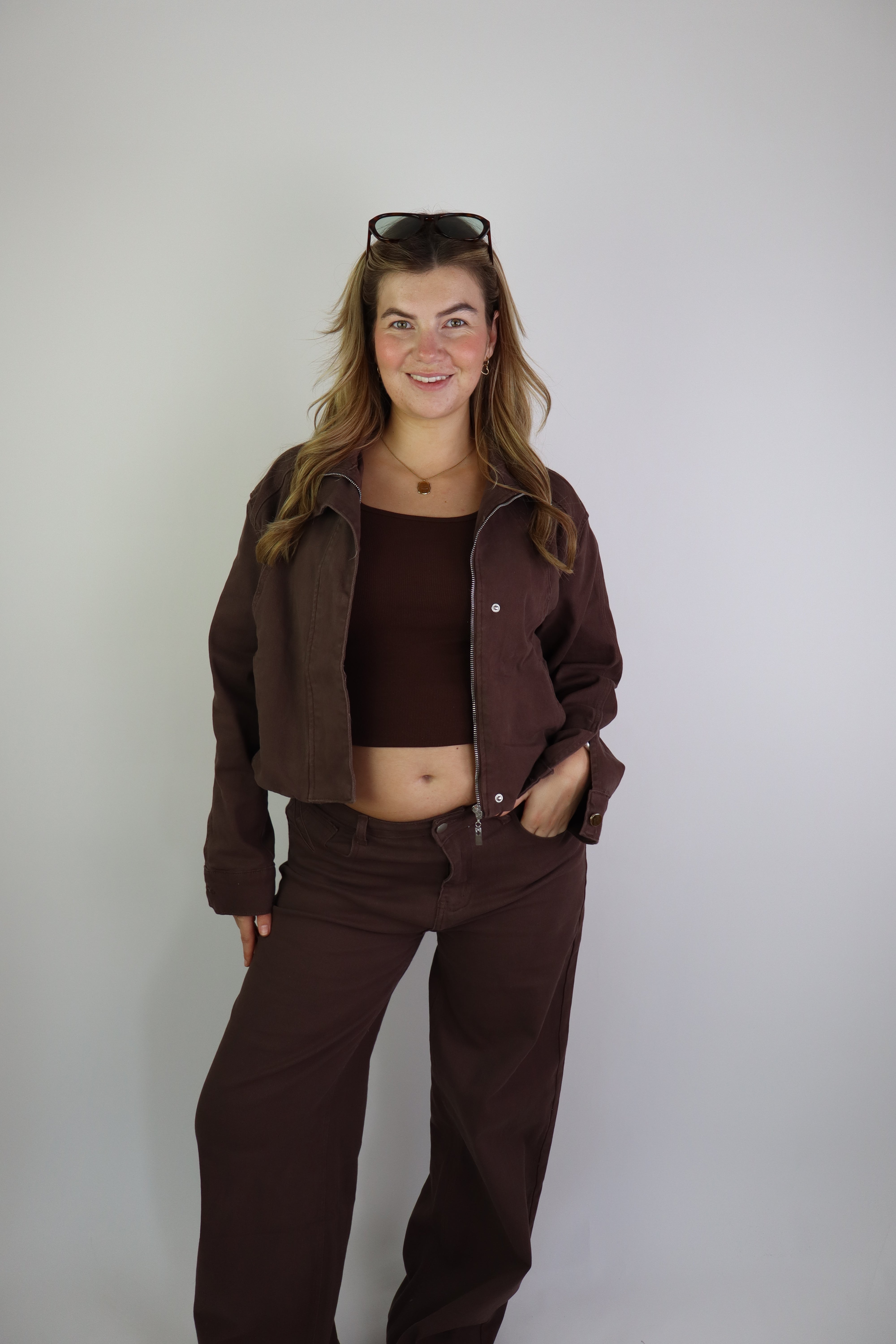 Fenne Wide Leg Jeans Stretch Brown