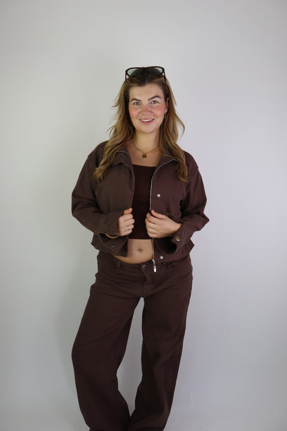 Fenne Wide Leg Jeans Stretch Brown