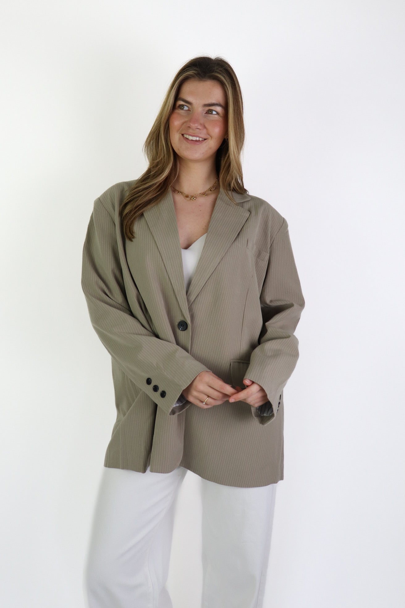 Striped Blazer Beige
