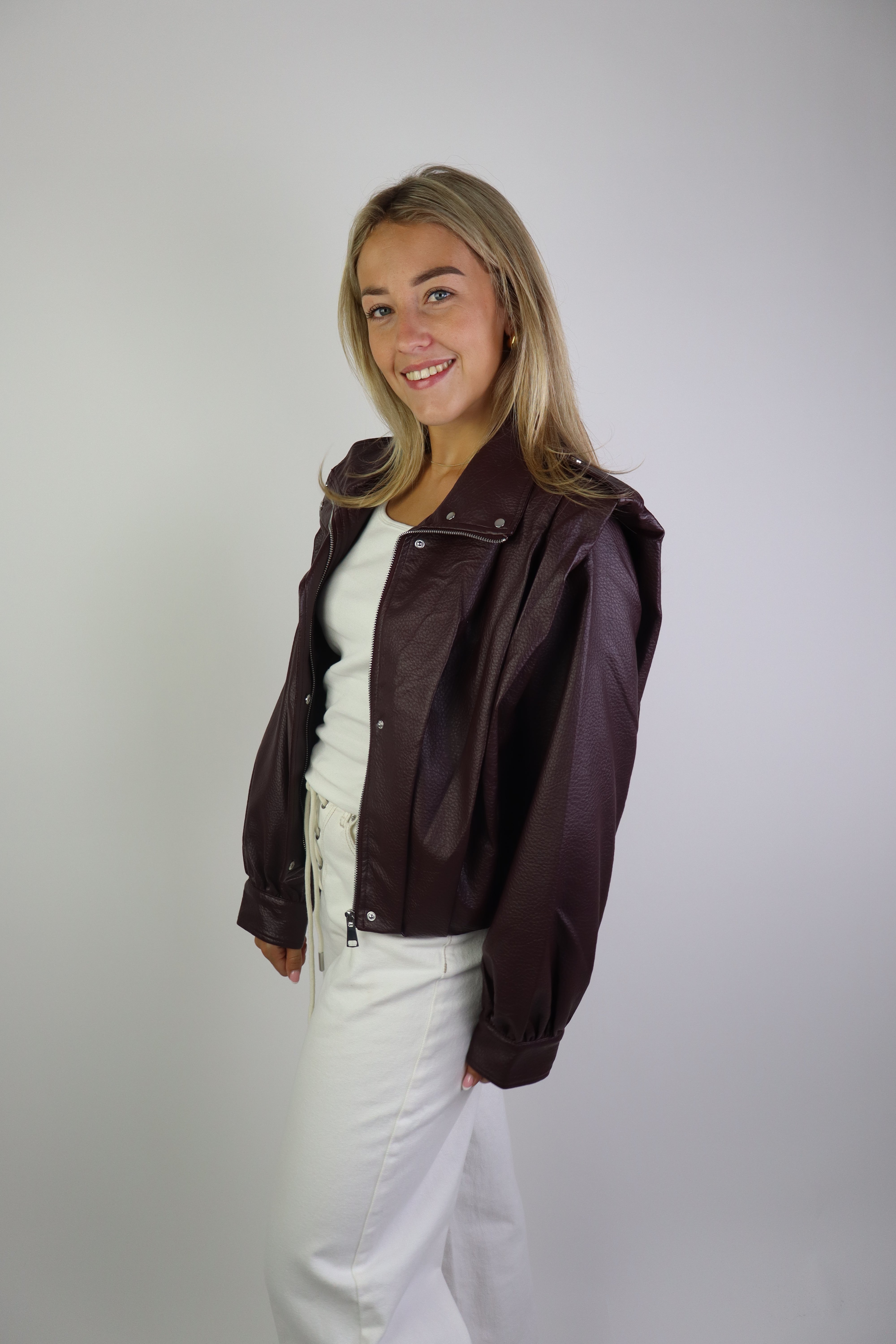 Nadien Leather Jacket Bordeaux