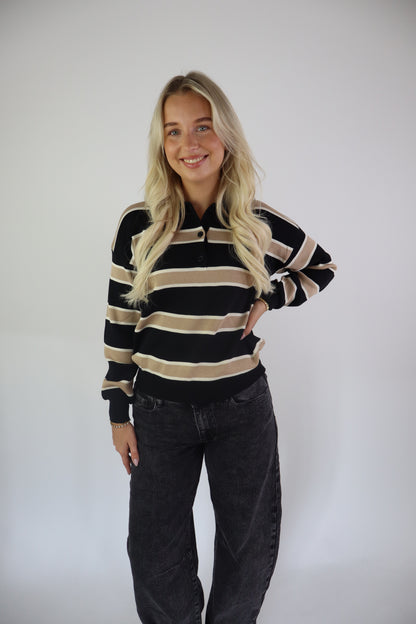 Alessia Striped Polo Sweater
