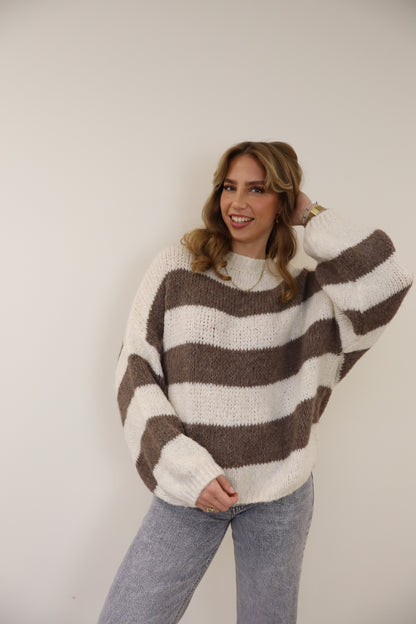Liva Striped Sweater Brown