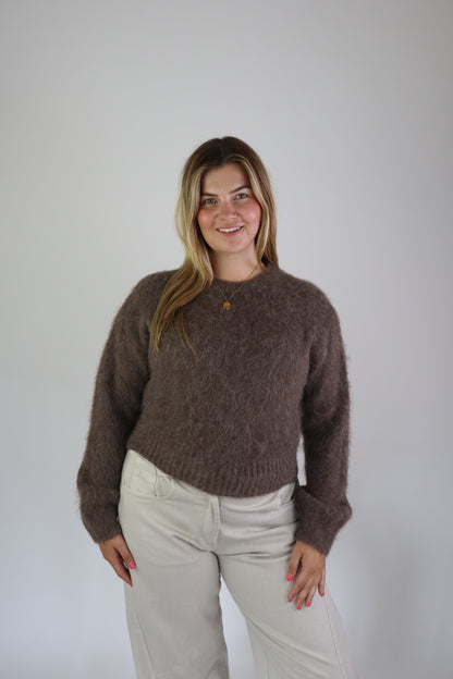 Eva Basic Fluffy Knit Brown